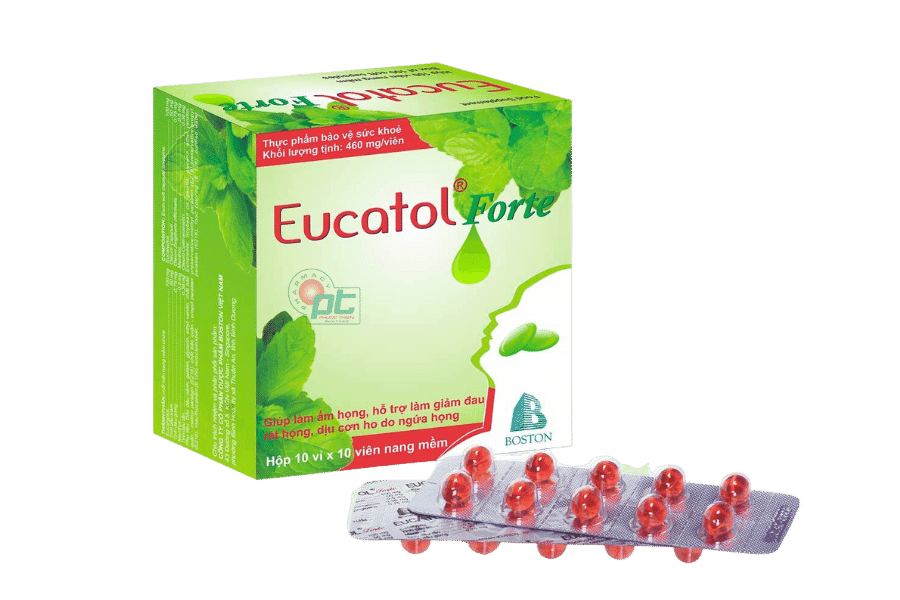 Viên uống tinh dầu Eucatol Forte (Hộp/ 100 viên) - Hỗ trợ dịu cơn ho, giảm đau rát họng