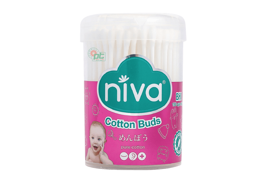 Tăm bông Niva BH1 cho trẻ lọ xoay hỗ trợ vệ sinh tai, mũi, vết thương (lọ 150 que)