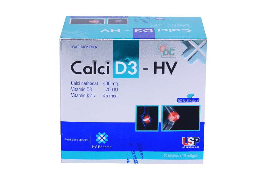 Viên uống bổ sung canxi Calci D3 HV (Hộp/ 100 viên) - Hỗ trợ sức khỏe xương khớp