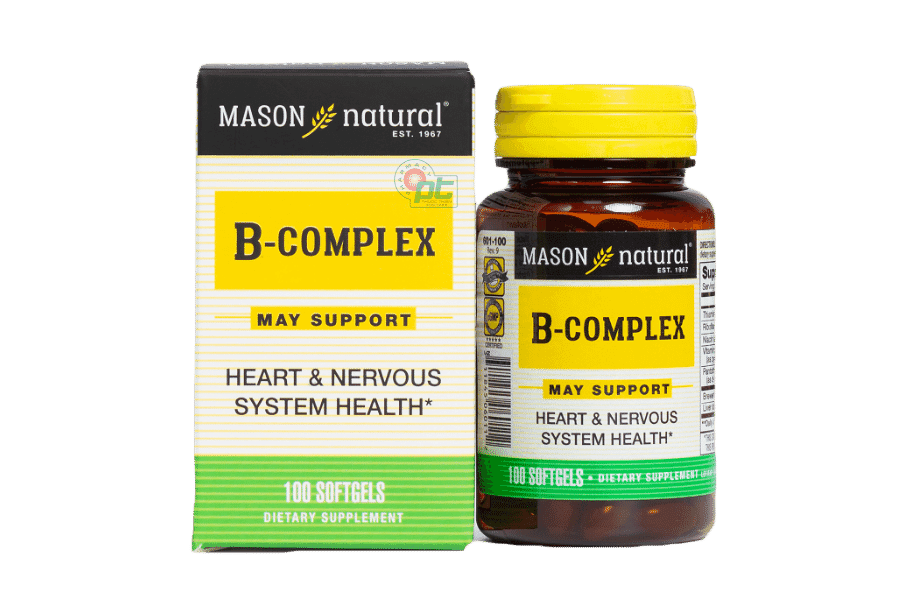 Viên uống bổ sung Vitamin B Mason Natural B-Complex (Hộp/ 100 viên) - Tăng cường sức khỏe tim mạch 