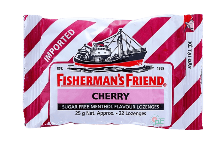 Kẹo cay con tàu không đường Fisherman's Friend vị cherry & menthol (gói 25g)