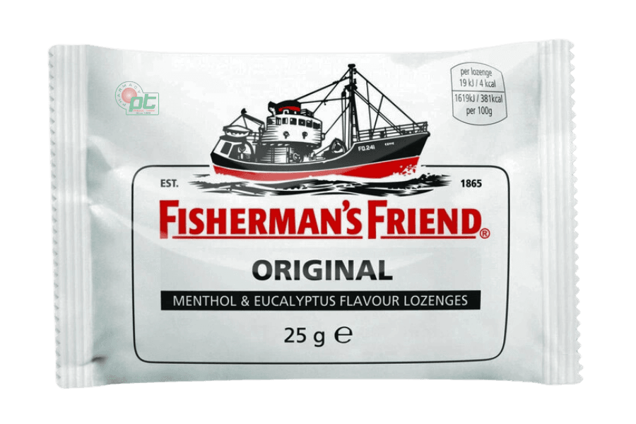 Kẹo cay con tàu không đường Fisherman's Friend vị menthol & khuynh diệp (gói 25g)