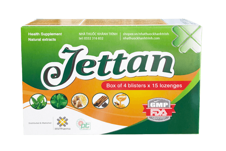 Viên ngậm Jettan giúp giảm đau, rát cổ họng, khản tiếng (hộp 60 viên)