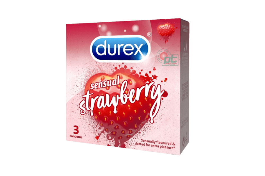 Bao cao su Durex Sensual Strawberry hương dâu (hộp 3 cái)