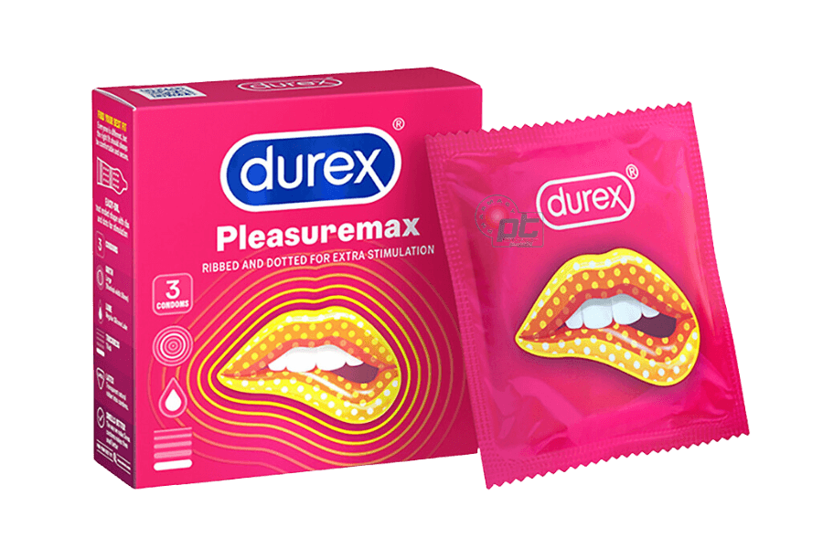 Bao cao su Durex Pleasuremax có gân và hạt nổi (hộp 3 cái)