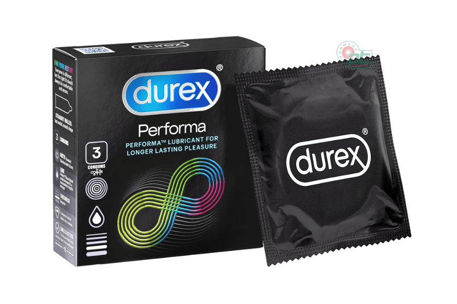 Bao cao su Durex Performa - Kéo dài thời gian (hộp 3 cái)