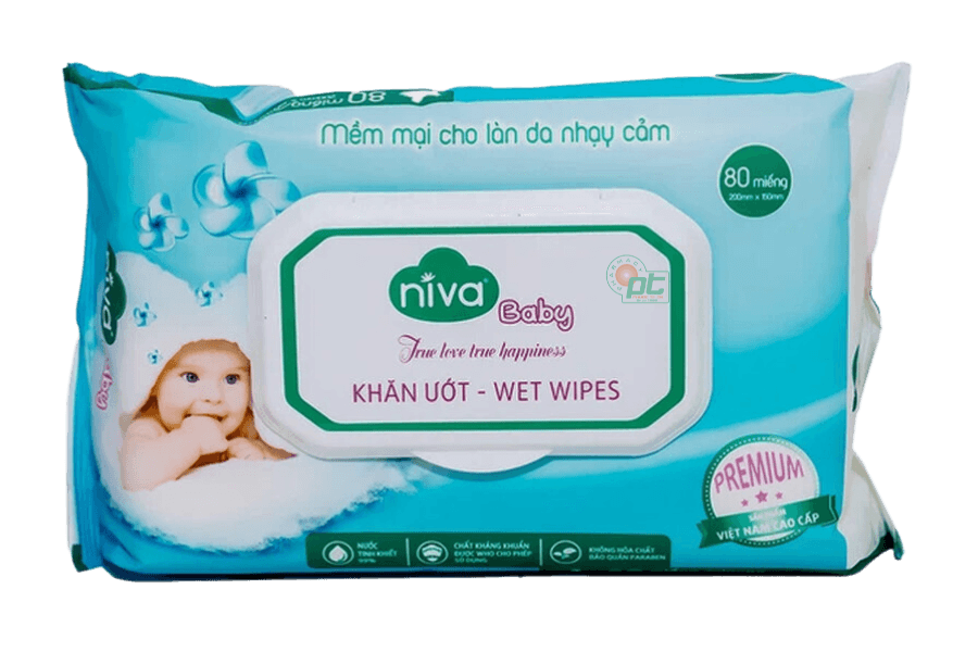 Khăn ướt cho bé Niva Baby (gói 80 miếng)