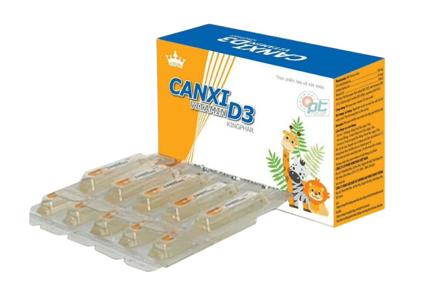 Canxi D3 Vitamin Kingphar (Hộp 20 ống x 5ml) - Bổ sung canxi , vitamin D3 cho cơ thể