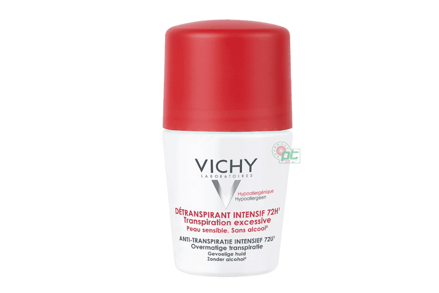 Lăn khử mùi Vichy Detranspirant Intensif 72h giúp ngăn mô hồi, giữ da khô thoáng (lọ 50ml)