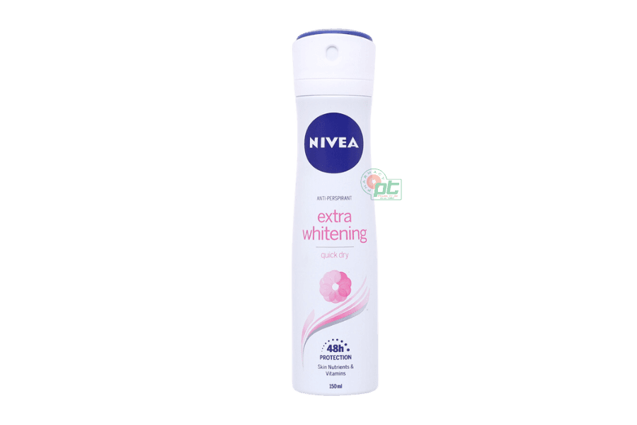 Xịt khử mùi Nivea Extra Brightening giúp trắng mịn và mờ thâm (chai 150ml)