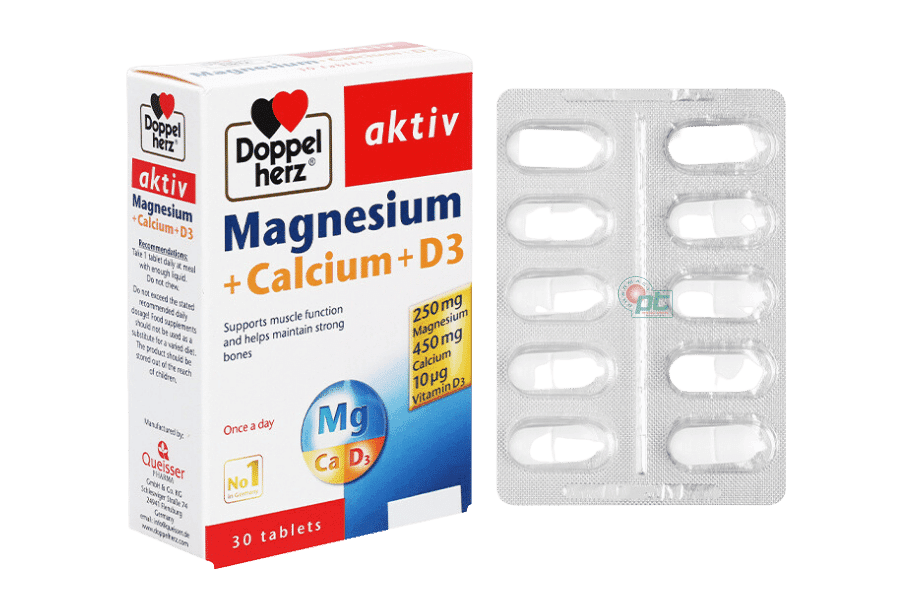Doppelherz Aktiv Magnesium + Calcium + D3 (Hộp/ 30 viên) - Bổ sung canxi giúp xương chắc khỏe
