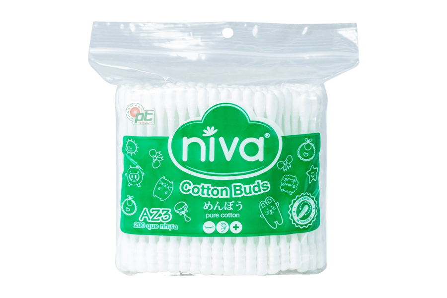 Tăm bông Niva AZ2 túi zipper hỗ trợ vệ sinh tai, mũi, vết thương (gói 100 que)
