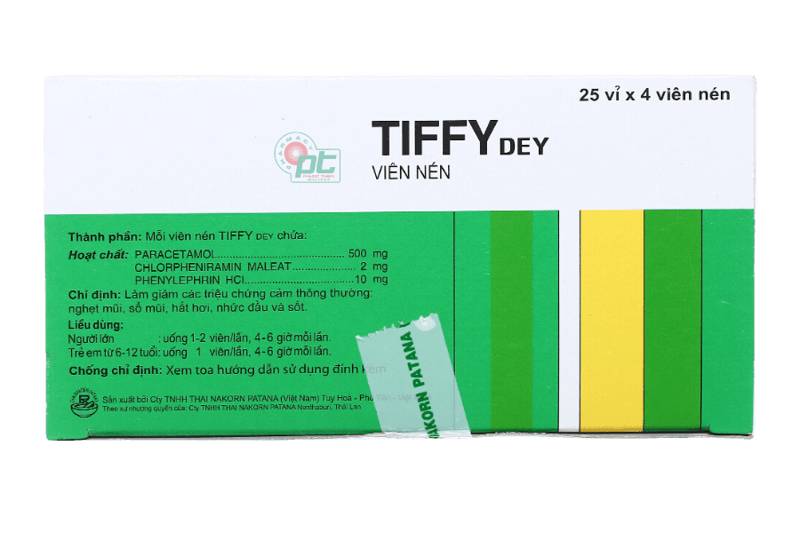 Tiffy Tiffy thuốc trị cảm lạnh, cảm cúm (hộp 100 viên)
